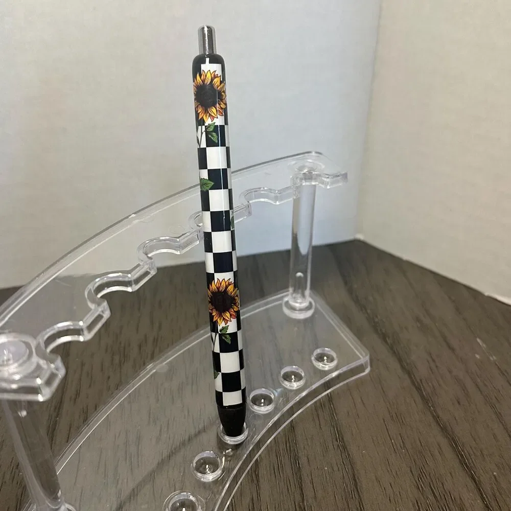 Sunflower checkered plaid Inkjoy Personalized Pens, Refillable gel pens, Vinyl W